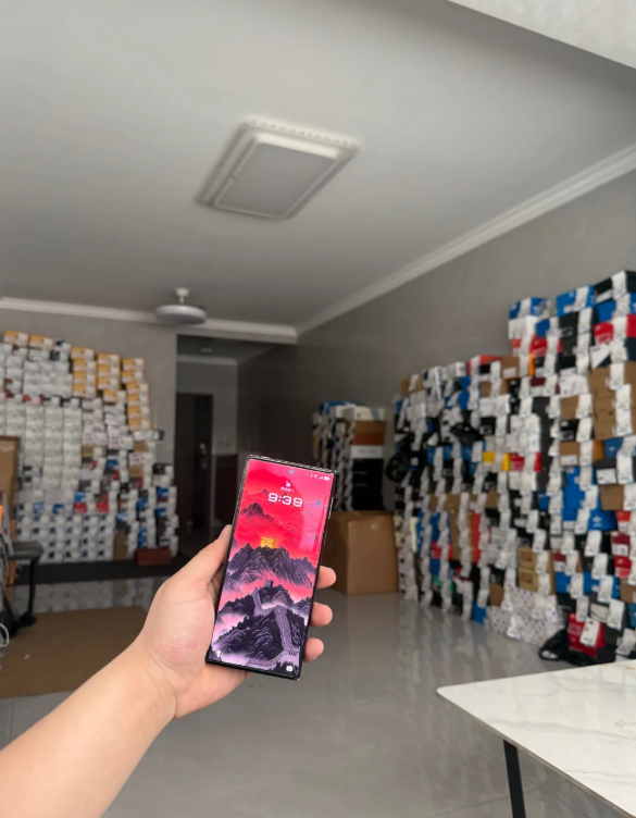 Inside the coco-shoe stockroom, with shelves of sneaker boxes